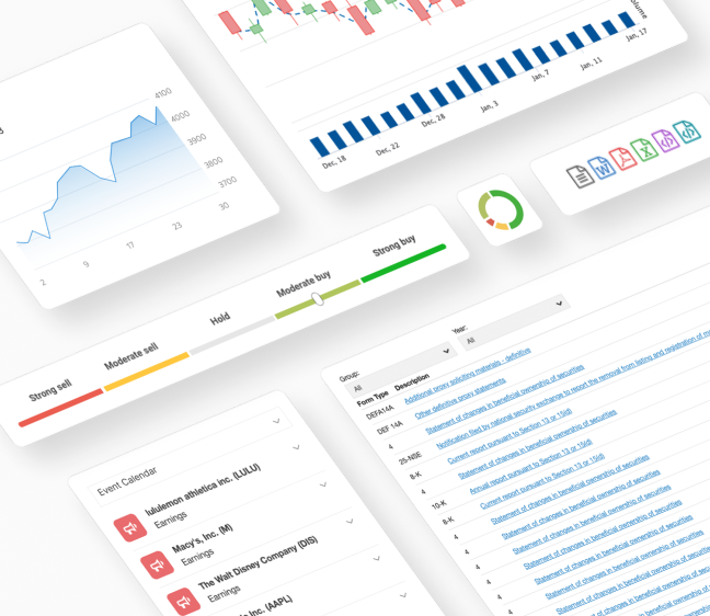 A stock ticker widget design containing code for real-time financial display