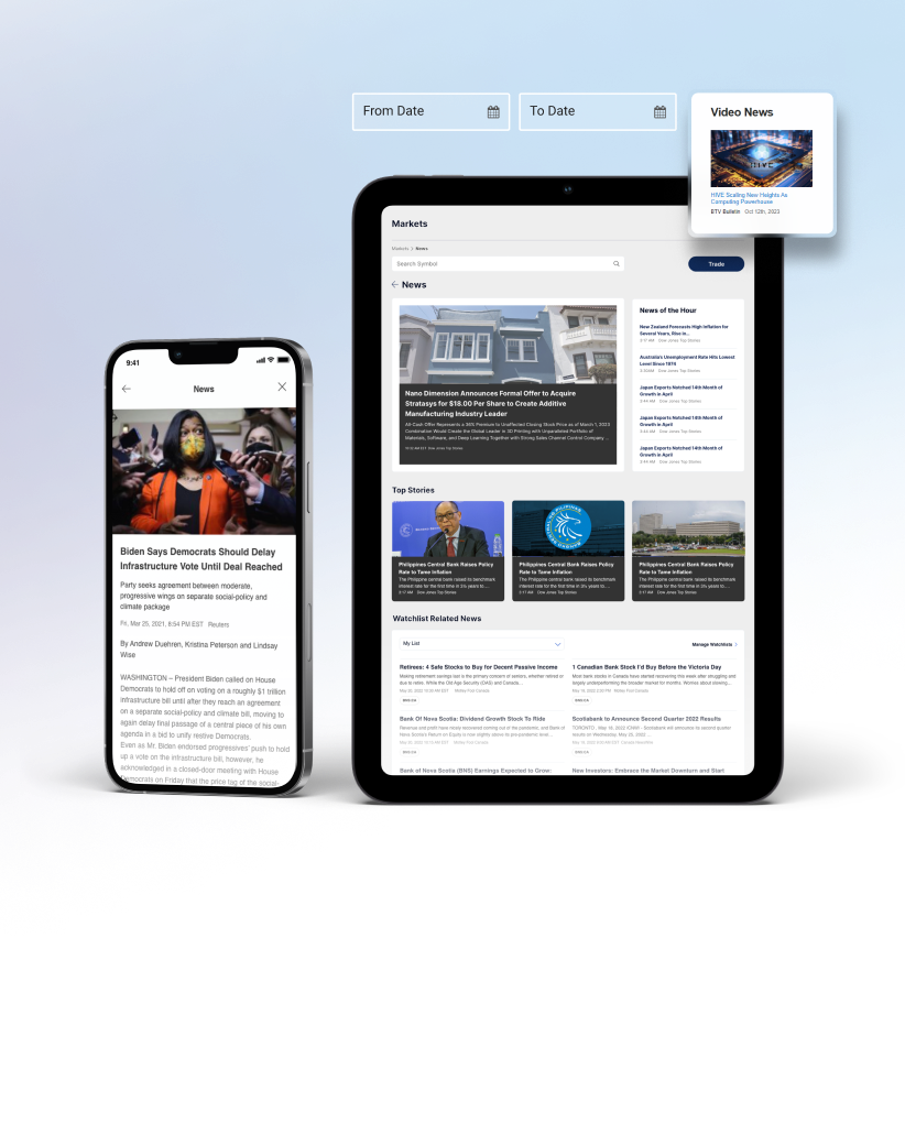A wide layout featuring critical market stats, charts, and trading tools