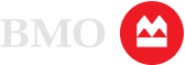 The company logo of the Bank of Montreal (BMO) displays a red symbol and blue text on a transparent background