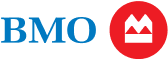 The company logo of the Bank of Montreal (BMO) displays a red symbol and blue text on a transparent background