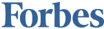The company logo of the Forbes company containing classic serif typography in blue text
