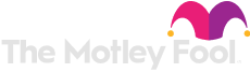 The company logo of the Motley Fool displays a white jester hat and white brand text style