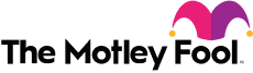 The company logo of the Motley Fool displays a white jester hat and white brand text style