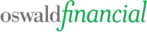 The company logo of Oswald Financial displays mixed green and gray text for modern financial advisory services