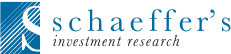 The company logo of Schaeffer’s Investment Research featuring a blue wordmark focused on financial insights