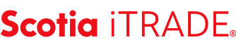 The company logo of Scotia iTRADE featuring red wordmark representing Scotiabank’s online trading platform
