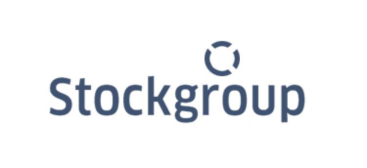 The company logo of Stockgroup displaying blue circular symbol and bold text