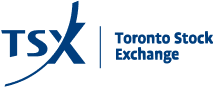 The company logo of TSX Toronto Stock Exchange featured in a bright blue